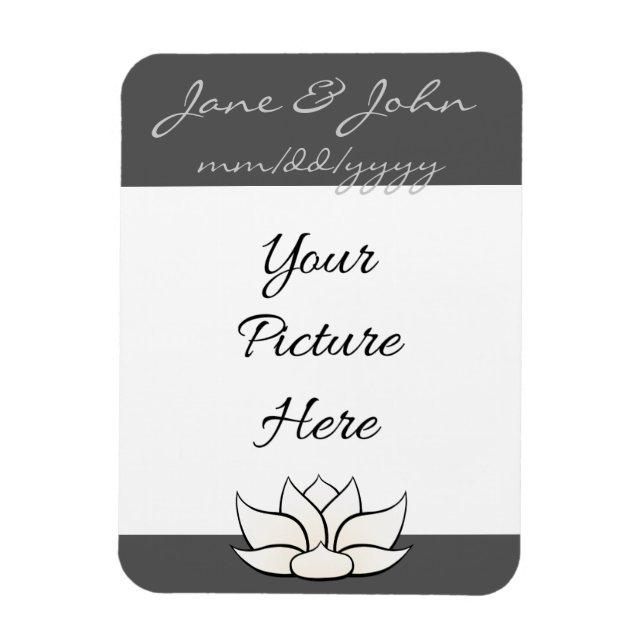 Exquisite Lotus in Pewter and White Magnet (Vertikal)