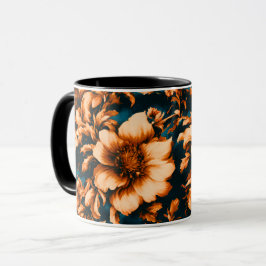 Exquisite Luxurious Golden Flowers, Löv på Blue Mugg