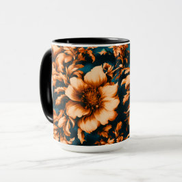 Exquisite Luxurious Golden Flowers, Löv på Blue Mugg