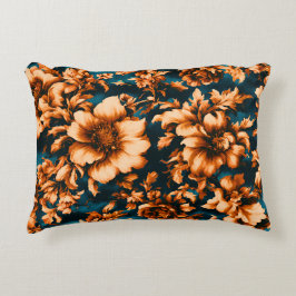 Exquisite Luxurious Golden Flowers, Löv på Blue Prydnadskudde