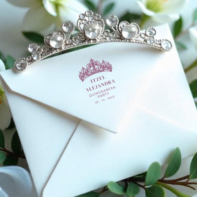 Exquisite Lys Flower Tiara Quinceañera Party  Stämpel (Exquisite Lys Flower Quinceañera Tiara Party Rubber Stamp Design.)