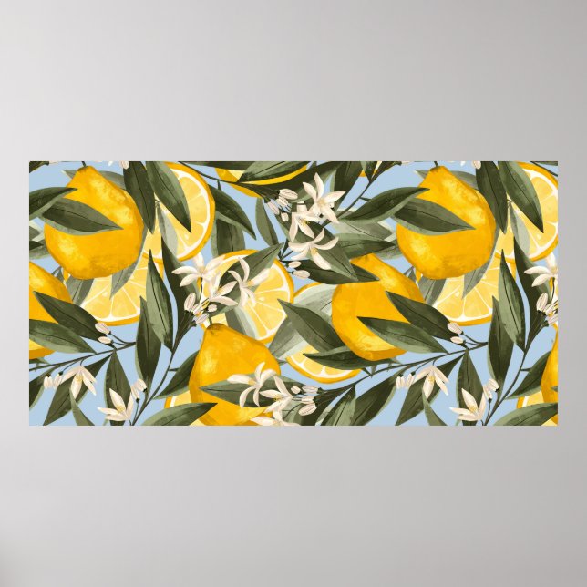 Exquisite mönster med gult bergamottfrukter, citer poster (Framsidan)