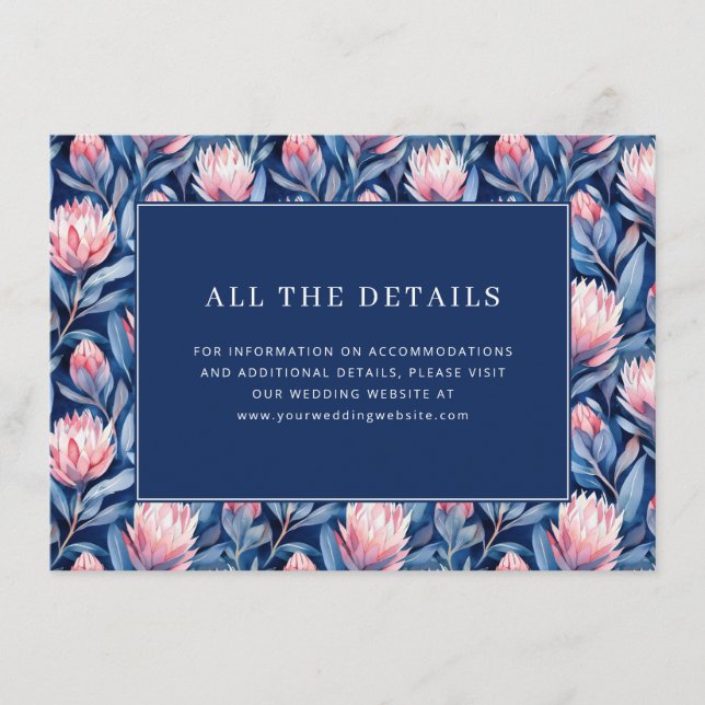 Exquisite Navy Watercolor Floral Border Tilläggskort (Framsida)