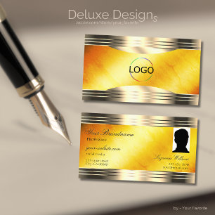 Exquisite Orange Marble Guld Gräns Logotyp och Pho Visitkort