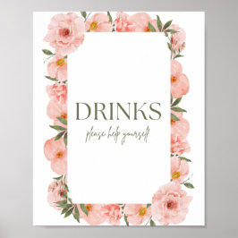 Exquisite Peach Blommigt Beverage Poster