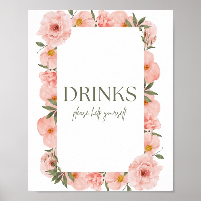 Exquisite Peach Blommigt Beverage Poster (Framsidan)