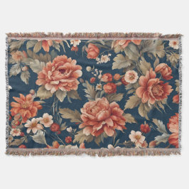 Exquisite Retro Orange Ro, Löv and Flowers Filt