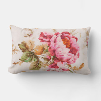Exquisite Rosa and Orange Flowers. Shabby chic Lumbarkudde