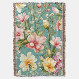 Exquisite Rosa, Gult Magnolia with White Flowers Filt