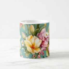 Exquisite Rosa, Gult Magnolia with White Flowers Kaffemugg