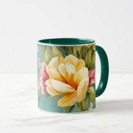 Exquisite Rosa, Gult Magnolia with White Flowers Mugg