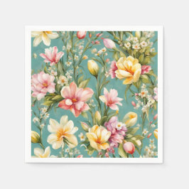 Exquisite Rosa, Gult Magnolia with White Flowers Pappersservett