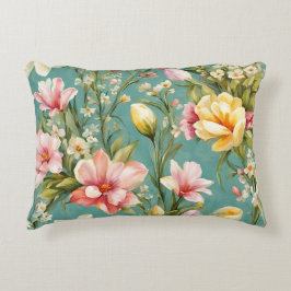 Exquisite Rosa, Gult Magnolia with White Flowers Prydnadskudde