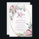 Exquisite Rosa Mauve Blommigt 30års födelsedag Inbjudningar<br><div class="desc">Inbjudan till elegant 30års födelsedag-part innehåller en guld ram och två arrangemang för  rosa ros. All text är redigerbar. Det här objektet är en del av Exquisite Rosa Mauve Blommigt Collection. Den innehåller mallar som du kan använda för att skapa ett unikt inbjudningspaket och party-artiklar.</div>