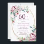 Exquisite Rosa Mauve Blommigt 60 Birthday Inbjudningar<br><div class="desc">Elegant 60:e Födelsedagsfest inbjudan-mallen innehåller ett guld ram och två arrangemang för  rosa ros. All text är redigerbar. Det här objektet är en del av Exquisite Rosa Mauve Blommigt Collection. Den innehåller mallar som du kan använda för att skapa ett unikt inbjudningspaket och party-artiklar.</div>