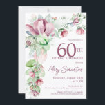 Exquisite Rosa Mauve Blommigt 60 Birthday Inbjudningar<br><div class="desc">Elegant 60:e Födelsedagsfest inbjudan-mallen har guld ram och två arrangemang för blommor i rosa. All text är redigerbar. Det här objektet är en del av Exquisite Rosa Mauve Blommigt Collection. Den innehåller mallar som du kan använda för att skapa ett unikt inbjudningspaket och party-artiklar.</div>