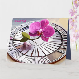 Exquisite Rosa Orchid Rests on Silver Plate Kort