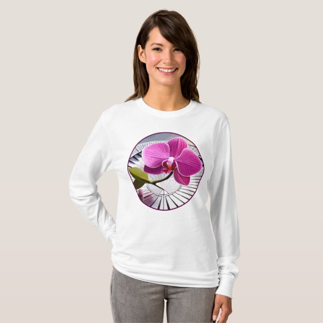 Exquisite Rosa Orchid Rests on Silver Plate T Shirt (Hel framsida)