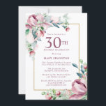 Exquisite Rosa ros Blommigt 30års födelsedag Inbjudningar<br><div class="desc">Inbjudan till elegant 30års födelsedag-part innehåller en guld ram och två arrangemang för  rosa ros och människor. All text är redigerbar. Det här objektet är en del av Exquisite Rosa Mauve Blommigt Collection. Den innehåller mallar som du kan använda för att skapa ett unikt inbjudningspaket och party-artiklar.</div>
