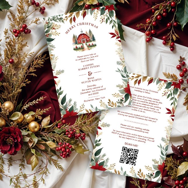 Exquisite Rustic Barn Farmhouse Fall Floral Frame Spara Datumet (Exquisite Rustic Christmas Country Church Style with Delicate Narrow Botanical Christmas Wildflowers)