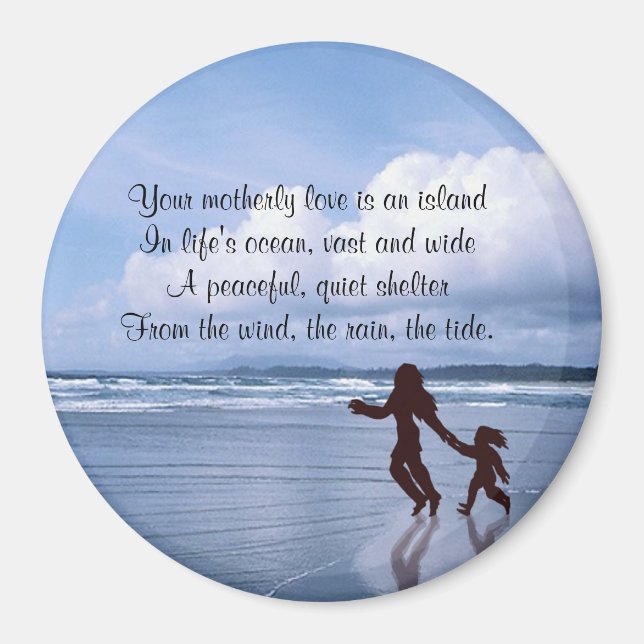 Exquisite Silhouette Mor och Dotter vid Beach Magnet (Framsidan)