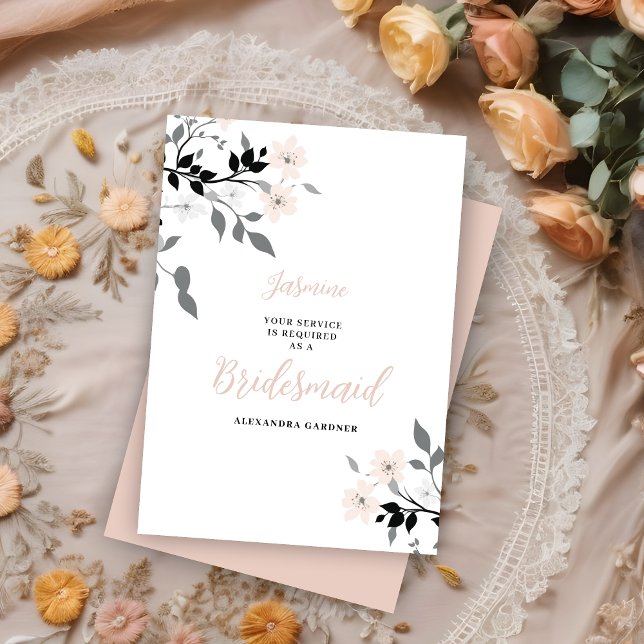 Exquisite Sophisticated Gentleman Groosman Wedding Inbjudningar (Exquisite Sophisticated Floral Bunch Wedding Bridesmaid Proposal Card. )