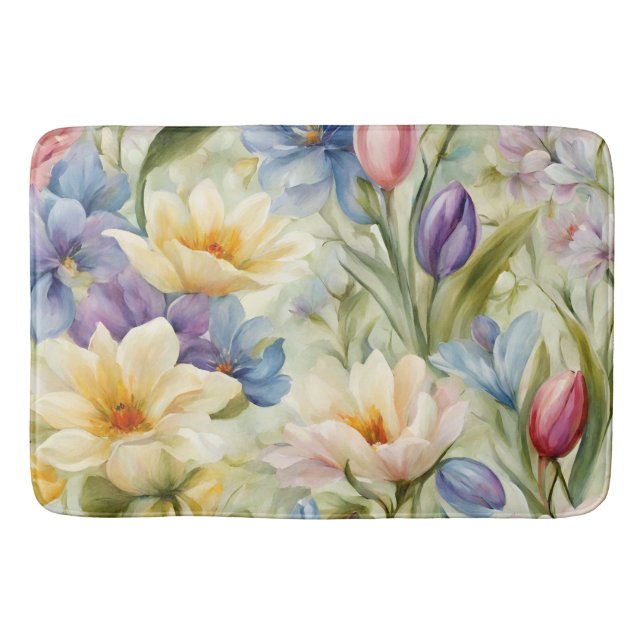 Exquisite Sophisticated Vår blommor. Färgning Badrumsmatta (Framsidan)