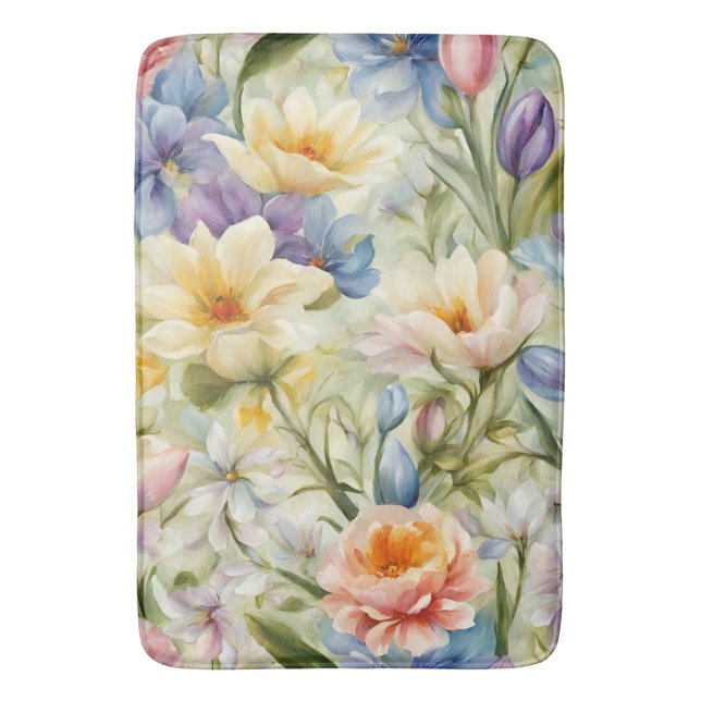 Exquisite Sophisticated Vår blommor. Färgning Badrumsmatta (Framsidan (Vertikal))