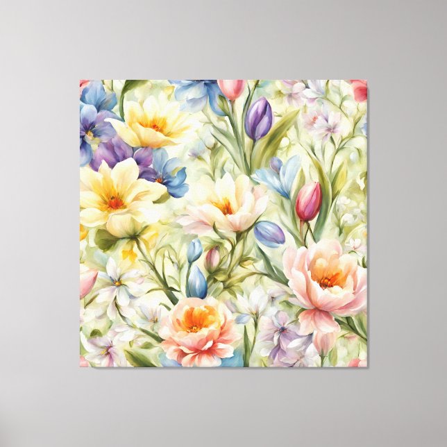 Exquisite Sophisticated Vår blommor. Färgning Canvastryck (Framsida)