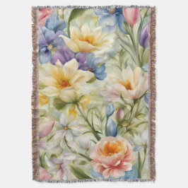 Exquisite Sophisticated Vår blommor. Färgning Filt