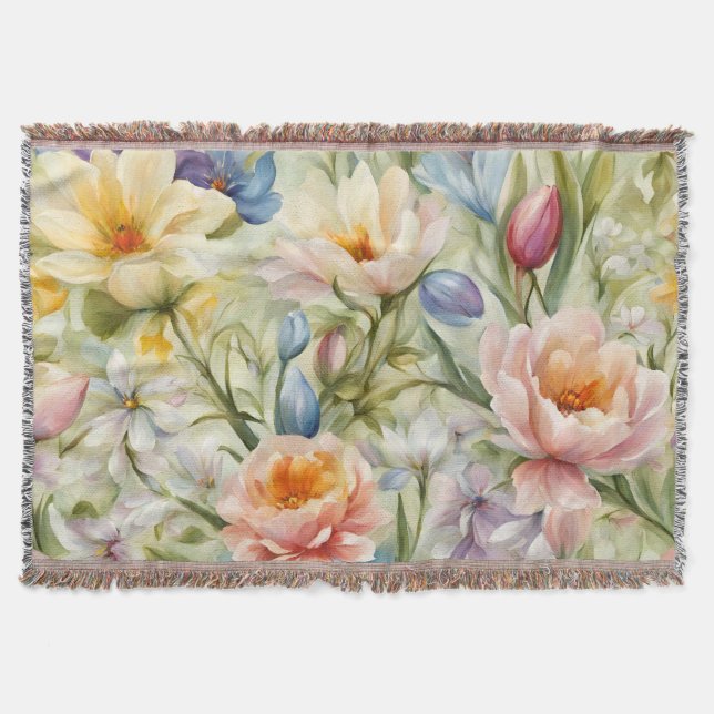 Exquisite Sophisticated Vår blommor. Färgning Filt (Framsidan)