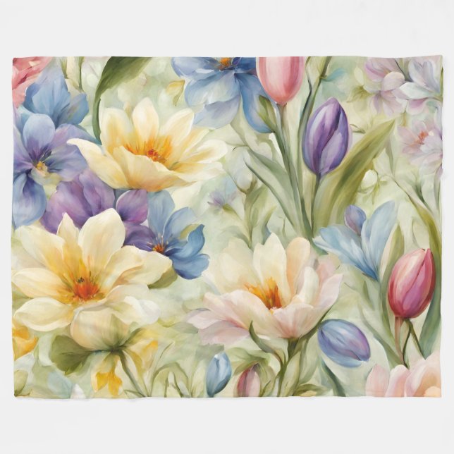 Exquisite Sophisticated Vår blommor. Färgning Fleecefilt (Framsidan (Horisontell))