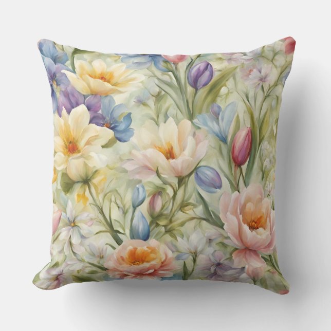 Exquisite Sophisticated Vår blommor. Färgning Kudde (Framsida)