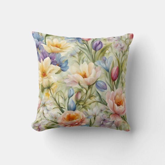 Exquisite Sophisticated Vår blommor. Färgning Kudde (Framsida)