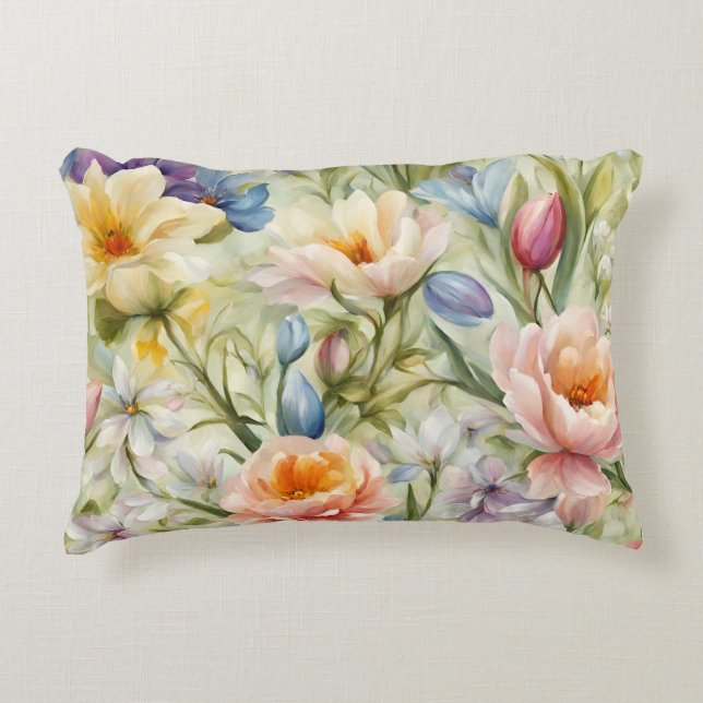 Exquisite Sophisticated Vår blommor. Färgning Prydnadskudde (Framsidan)