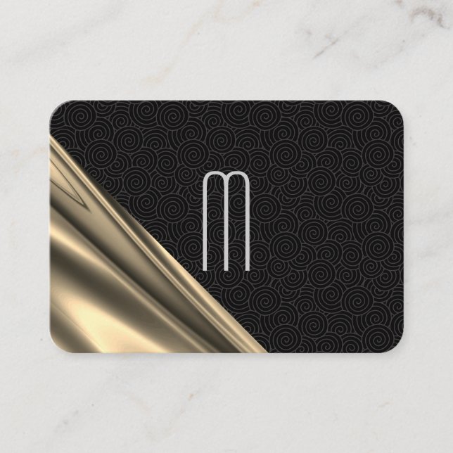 Exquisite Swirl Mönster Guld Drapery Visitkort (Framsida)