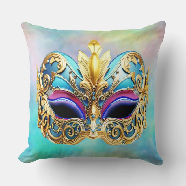 Exquisite Venectian Mask on a Färgad Background Kudde (Framsida)