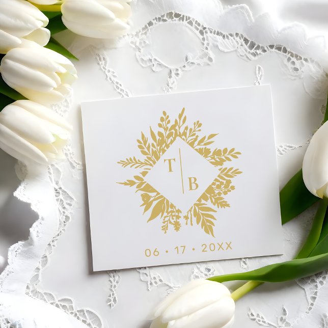 Exquisite Wedding Wildflowers Bouquet Initials Stämpel (Exquisite Wedding Wildflowers Bouquet Initials rubber stamp. )