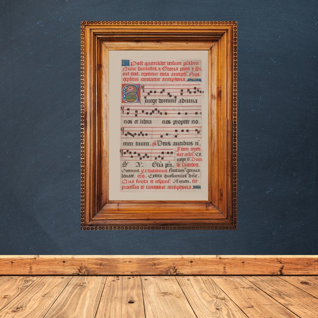 Exsurge Domine Antiphon Medieval Music Manuscript Poster (Exsurge Domine Latin Antiphon Medieval Music Manuscript Catholic Christian Poster)