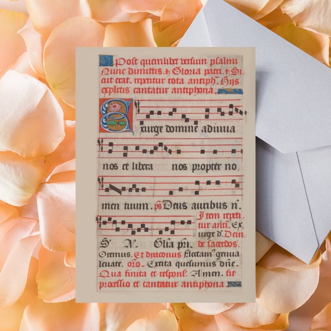 Exsurge Domine Antiphon Medieval Music Manuscript Vykort (Exsurge Domine Antiphon Medieval Music Catholic Christian Latin Liturgy Manuscript Postcard)