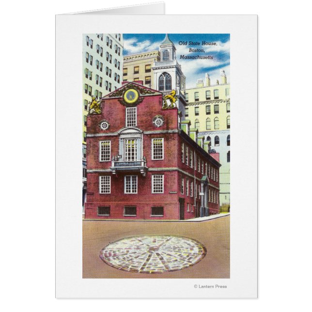 Exteriell syn på gamla statliga hus hälsningskort (Framsidan)