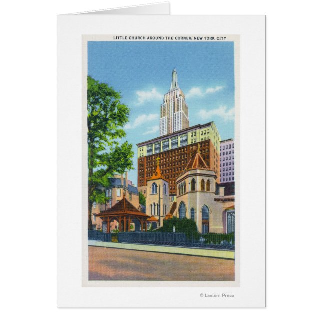 Exteriell syn på lilla kyrkan runt hälsningskort (Framsidan)