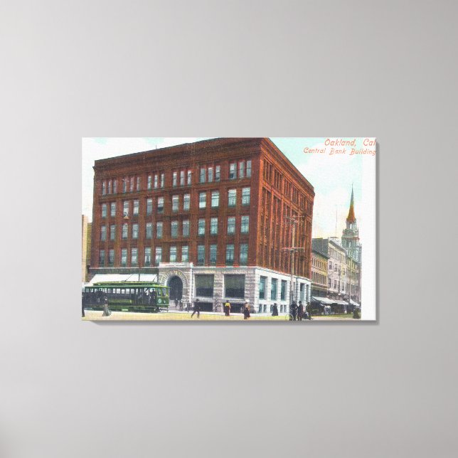 Exteriell View of Central Bank BldgOakland, CA Canvastryck (Framsida)