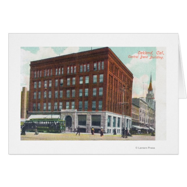 Exteriell View of Central Bank BldgOakland, CA Hälsningskort (Framsidan Horizontal)