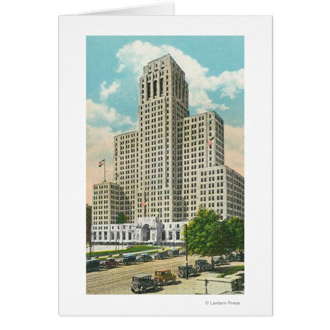 Exteriell vy för NY State Office Bldg Hälsningskort (Framsidan)