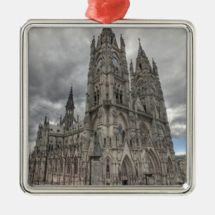 Exteriör av basilikan i Quito, Ecuador Julgransprydnad Metall