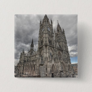 Exteriör av basilikan i Quito, Ecuador Knapp