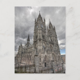 Exteriör av basilikan i Quito, Ecuador Vykort