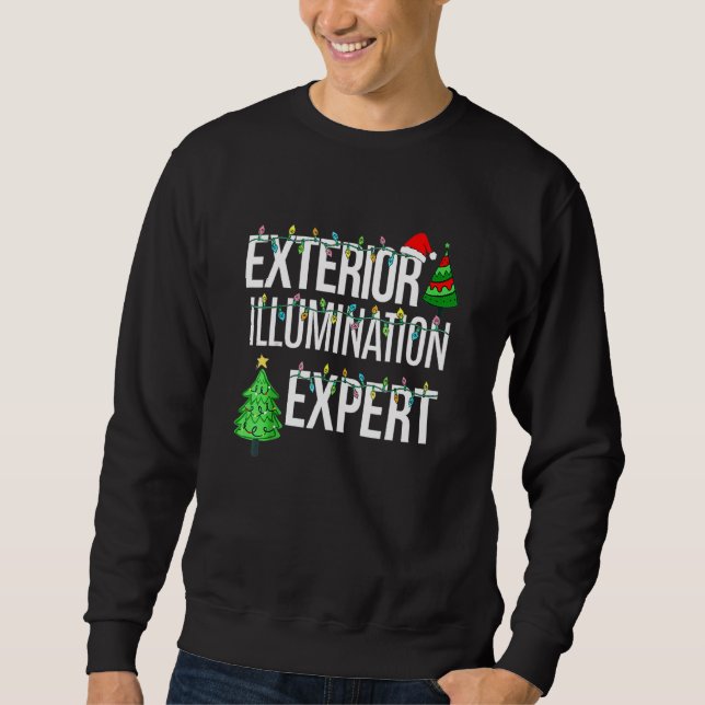 Exteriör belysningsexpert Julafton Ljus Santa Hat Lång Ärmad Tröja (Framsida)