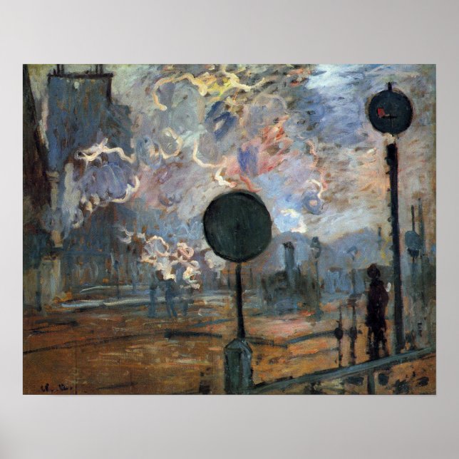 Exterior of Gare Saint-Lazare by Claude Monet Poster (Framsidan)